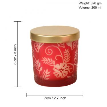  Etched Glass Votive Fragrant Candles with Lid (Set of 2, Maroon, Diameter – 7 cm , Height – 8 cm  ) 