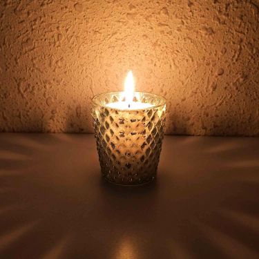  Etched Glass Natural Wax Fragrance Candle Votive