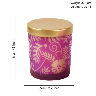  Etched Glass Votive Fragrant Candles with Lid (Set of 2, Purple, Diameter – 7 cm , Height – 8 cm  ) 