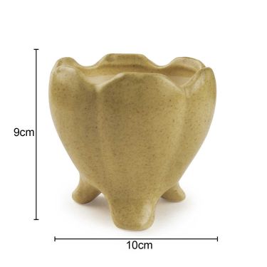 Handcrafted Ceramic Planter Pot with 3 Legs (Yellow, Height x Dia – 9 cm x 10 cm)