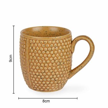 Studio Pottery Ceramic Dotted Design Glazed Coffee Mugs (Set of 6 , Brown)