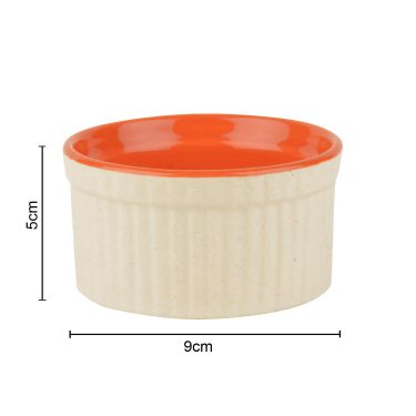 Studio Pottery Ceramic Dessert / Dip Bowls (150 ml each, Set of 2, White , Orange)
