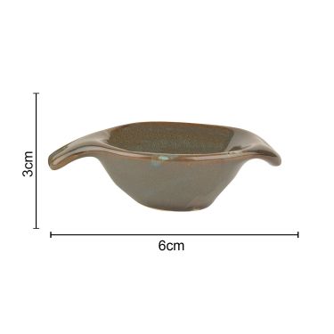 Studio Pottery Ceramic Leaf Shaped Dip Bowls (Set of 2, Green)