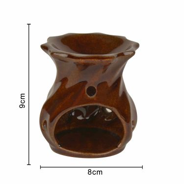 Ceramic Aroma Oil Diffuser (Brown, 3.5 Inches)