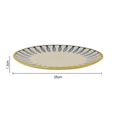 " Kyoto Collection " Handpainted Ceramic Dinner Serving Plates (Set of 2, White and Blue, 10 inches) | Full Plates