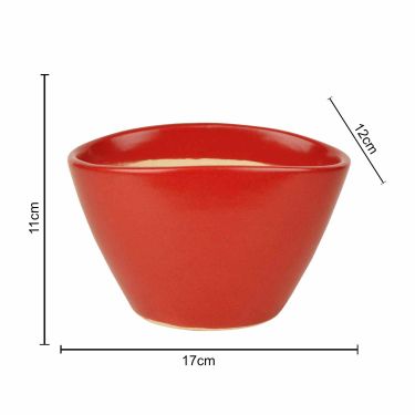 Hand Painted Ceramic Planter Pot (Red, L X B X H - 17 cm X 12 cm X 11 cm) | Indoor & Outdoor Planter | Succulent Pot | Decorative Planter for Living Room and Balcony