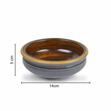 Studio Pottery Ceramic Snack / Serving Bowls (Set of  2 , Greyish Blue , Brown)