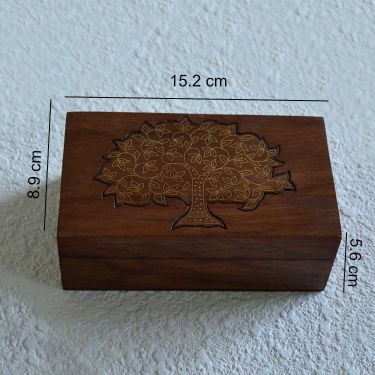 Multi-Utility Sheesham Wood Handmade Box with Brass Inlay Work