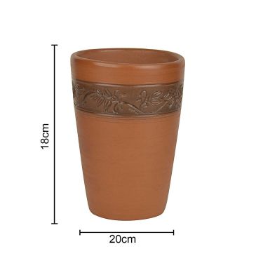 Handcrafted Earthenware Lassi Glasses (Brown, Set of 2, 450 ml) 