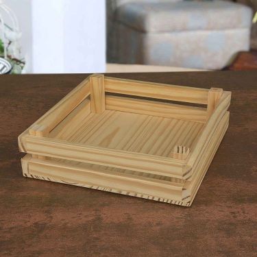  Handcrafted Pine Wood Square Serving Plate
