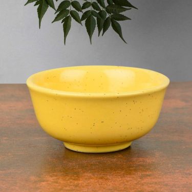 "Golden Glow Collection"  Premium Ceramic Dinner Serving Bowls (Set of 4, Yellow , 160 ml) | Vegetable & Dessert Serving Bowls | Katoris