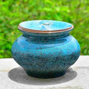 Ceramic Handi with Lid, 1250ml, 1 Piece (Blue)