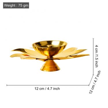 Brass Sun Dial Pooja Diya (L x B x H : 15 x 12 x 3 cm , Weight : 70 gm) |  Oil Puja Lamp | Pooja Deepak for Home / Office Temple