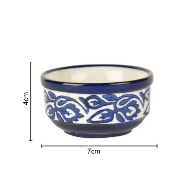 Handpainted Ceramic Serving Bowls (110 ml , Set of 4, Blue)