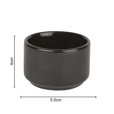 Hand Glazed Ceramic Dip Bowls (60 ml Each, Set of 2, Black)
