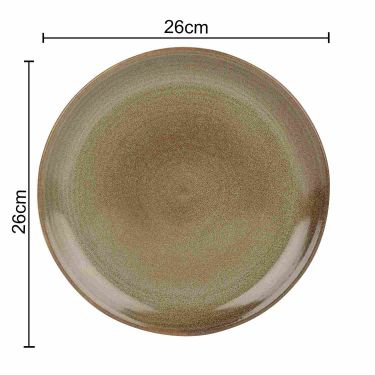  “Dove Blue Symphony Collection” Studio Pottery Ribbed Ceramic Dinner Plates (Set of 4, Dove Blue, Diameter - 26 cm) | Full Plates | Platter
