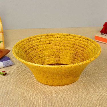  “California Spring Bloom” Studio Pottery Ceramic Serving Bowl (Mustard Yellow, Diameter - 20 cm, 850 ml ) 