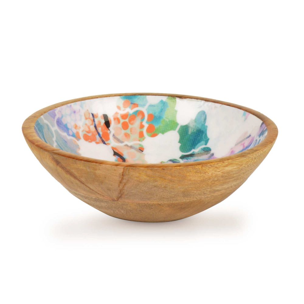 Decorative Wooden Enamel Serving Bowl 9inches